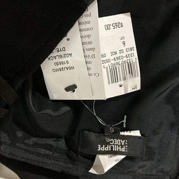 NWT Philippe Adec Black A Line Skirt Ribbon Accents Sz 6 - Picture 4 of 5